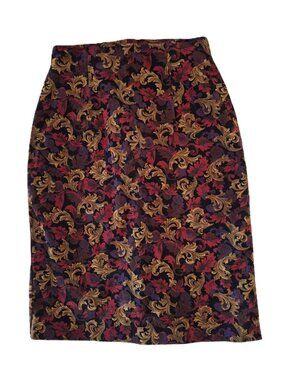 Vintage Talbots Petite Baroque Floral Pencil Skirt – Size 6, 100% Cotton